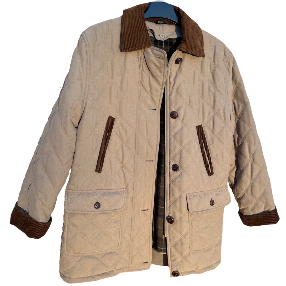 Vintage utex quilted barn jacket khaki w brown corduroy + removable liner est XL